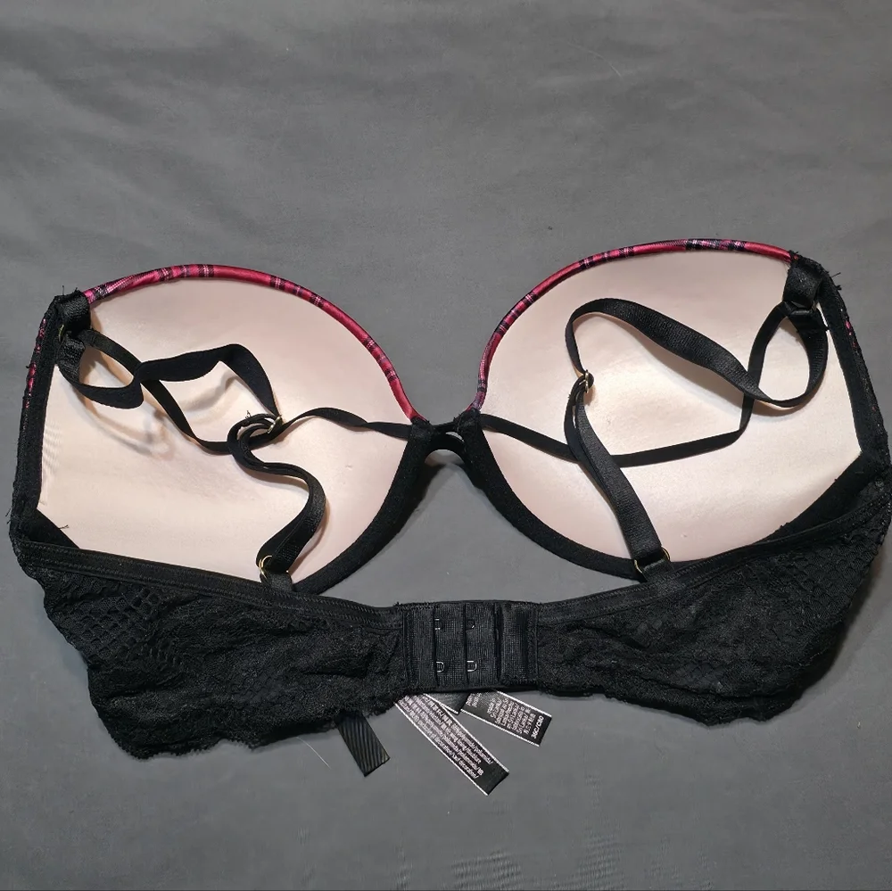 Victoria Secrets Plaid Pink and Black Women's Push Up - Picture 2 of 3